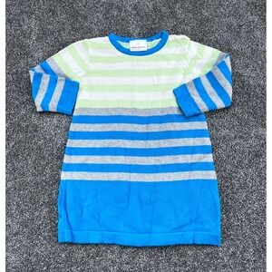 HANNA ANDERSSON Sweater DresS‎ Size 90 US 3 Girls Striped Blue Green Gray White